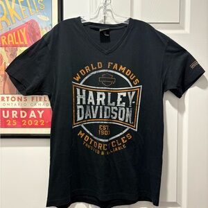 Harley-Davidson Black and Orange Men's Tee